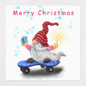 kerstlabels Skater Gnome met cadeaus Labels (Design 2)