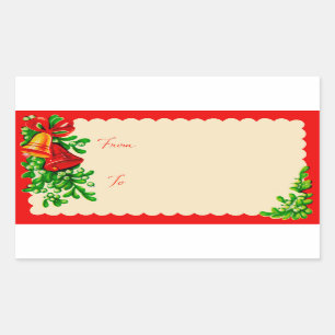 kerstlabels uit de jaren vijftig rechthoekige sticker