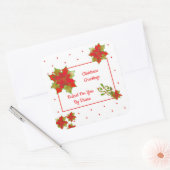 kerstlabels van Poinsettia Vierkante Sticker (Envelop)