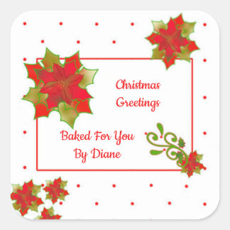 kerstlabels van Poinsettia Vierkante Sticker