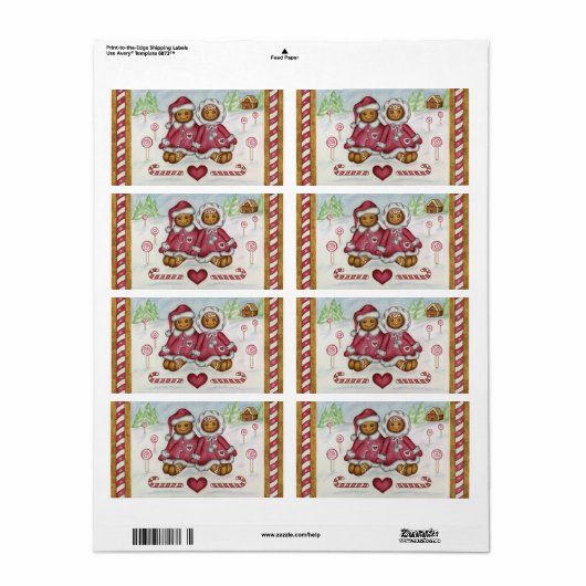 kerstlabels voor ontbijtkoek etiket (Full Sheet)