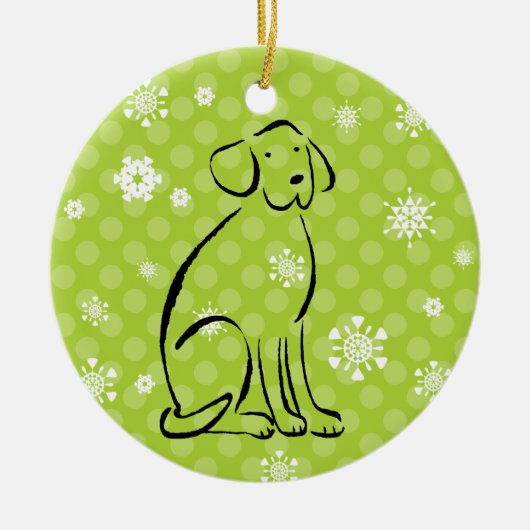 kerstlabrador Art Naam toevoegen Keramisch Ornament (Voorkant)