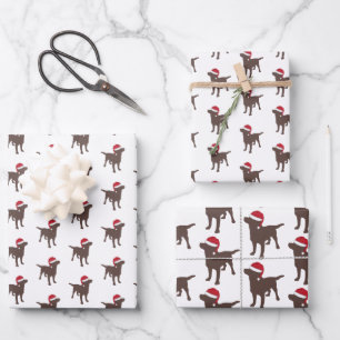 kerstlabrador chocolade-hond in Santa Hat Inpakpapier Vel