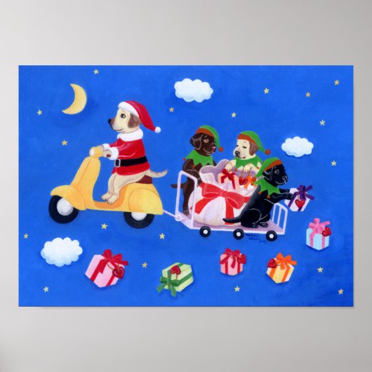 kerstlabrador Delivery Painting Poster (Voorkant)