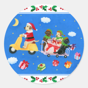 kerstlabrador Delivery Painting Ronde Sticker