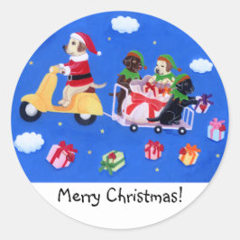 kerstlabrador Delivery Painting Ronde Sticker