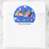 kerstlabrador Delivery Painting Ronde Sticker (Tas)