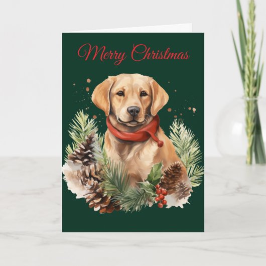 Kerstlabrador Feestdagen Kaart (Voorkant)