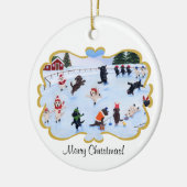 kerstlabrador flauwschilderij keramisch ornament (Links)