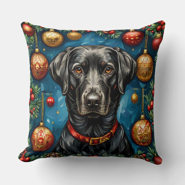 Kerstlabrador hond kussen (Voorkant)