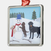 kerstlabrador Painting Snowman Metalen Ornament (Links)