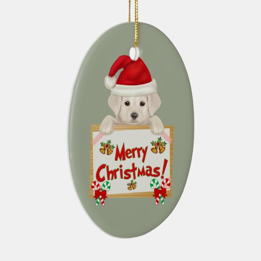 Kerstlabrador Puppy! Voor puppy Lovers. Keramisch Ornament (Rechts)