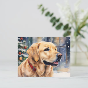 Kerstlabrador Retriever in Sneeuw Aquarel Briefkaart