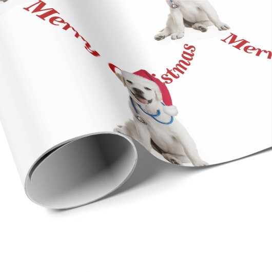 Kerstlabrador Retriever met stethoscoop Cadeaupapier (Rol Hoek)