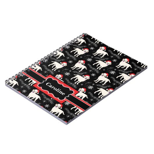 Kerstlabrador Retrievers in Santa Hats Notitieboek (Linkerzijde)