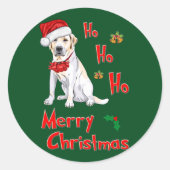 kerstlabrador ronde sticker (Voorkant)