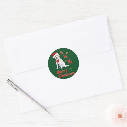 kerstlabrador ronde sticker (Envelop)