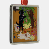 kerstlabrador schilderen metalen ornament (Rechts)