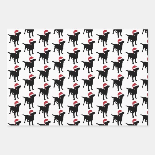 Kerstlabrador zwarte hond in Santa Hat Inpakpapier Vel (Voorkant 2)