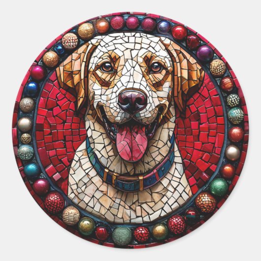 Kerstlabradorhond Ronde Sticker (Voorkant)