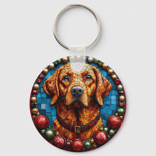 Kerstlabradorhond Sleutelhanger (Voorkant)