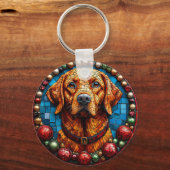 Kerstlabradorhond Sleutelhanger (Voorkant)