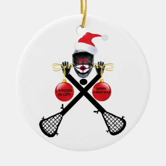 kerstlacrosse keramisch ornament (Voorkant)
