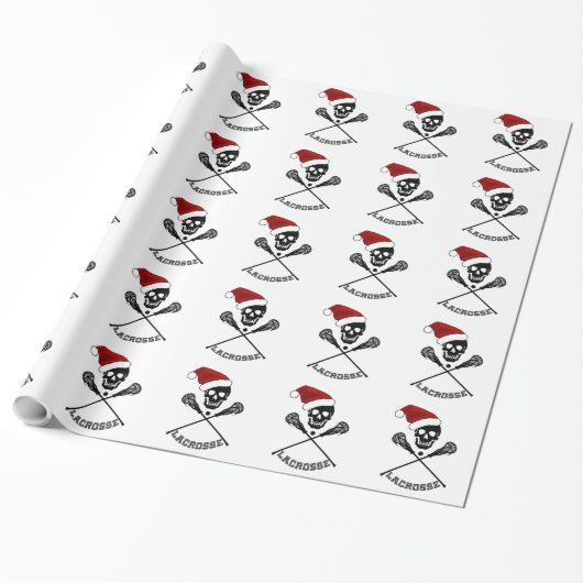 Kerstlacrosse Sticks Cadeaupapier (Uitgerold)