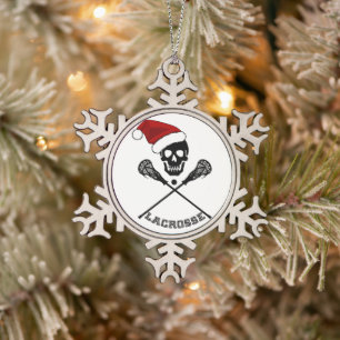 Kerstlacrosse Sticks Tin Sneeuwvlok Ornament