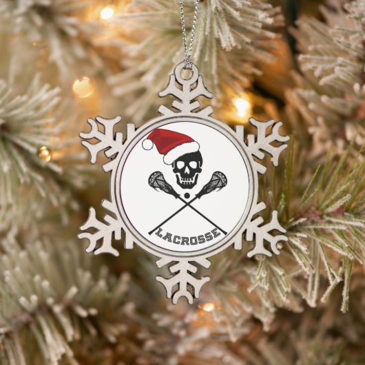 Kerstlacrosse Sticks Tin Sneeuwvlok Ornament (Boom)