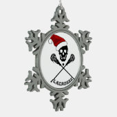 Kerstlacrosse Sticks Tin Sneeuwvlok Ornament (Links)