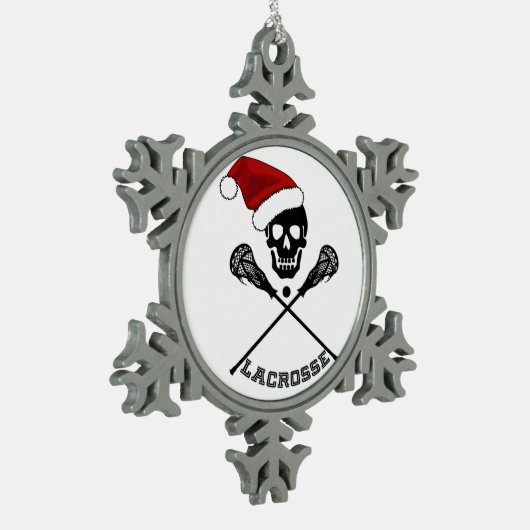 Kerstlacrosse Sticks Tin Sneeuwvlok Ornament (Links)