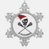 Kerstlacrosse Sticks Tin Sneeuwvlok Ornament (Voorkant)