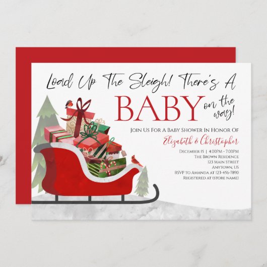 Kerstlading in het Baby shower van de zware winter Kaart (Voorkant / Achterkant)