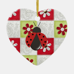 Kerstladybug Keramisch Ornament