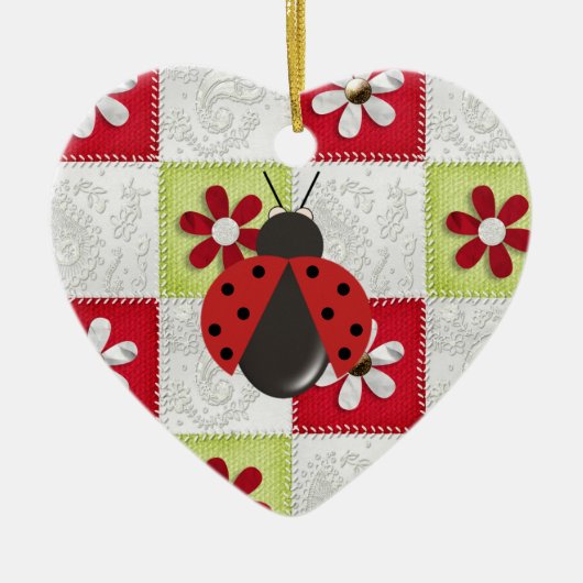 Kerstladybug Keramisch Ornament (Voorkant)