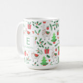 Kerstlama, Cactus, Berries, Monogram bomen Koffiemok (Voorkant links)