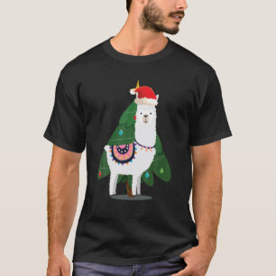 Kerstlama met kerstboom t-shirt