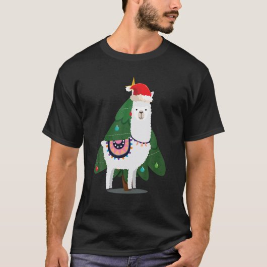 Kerstlama met kerstboom t-shirt (Voorkant)