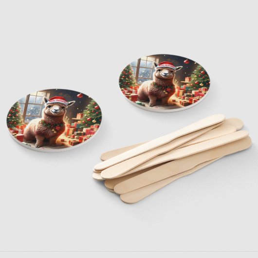 Kerstlama met kerstmuts, handwaaier (Niet-gemonteerd)