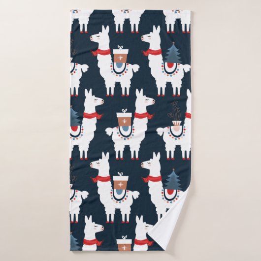 Kerstlama naadloos patroon badhanddoek (Badhanddoek)