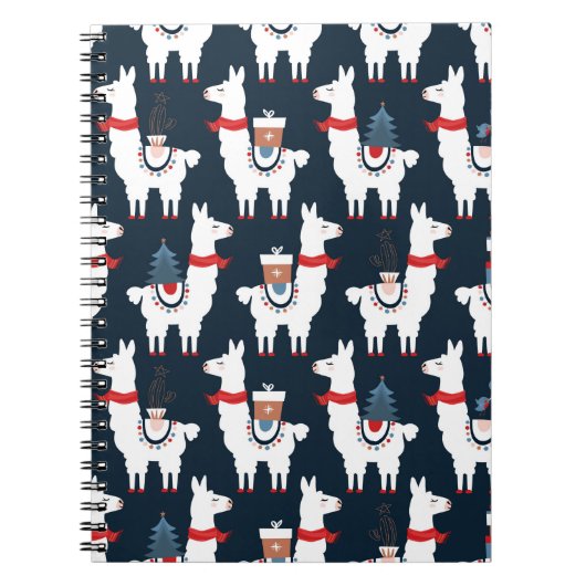 Kerstlama naadloos patroon notitieboek (Voorkant)