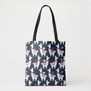 Kerstlama naadloos patroon tote bag