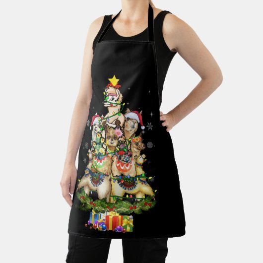 kerstlama Santa Hat Tree Llama Schort (Insitu)