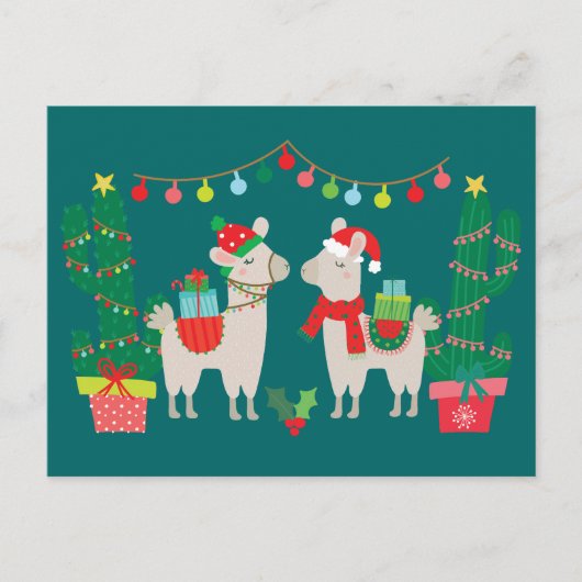Kerstlamas Briefkaart (Voorkant)