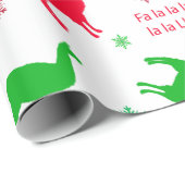 Kerstlama's en sneeuwvlokken rood en groen cadeaupapier (Rol Hoek)