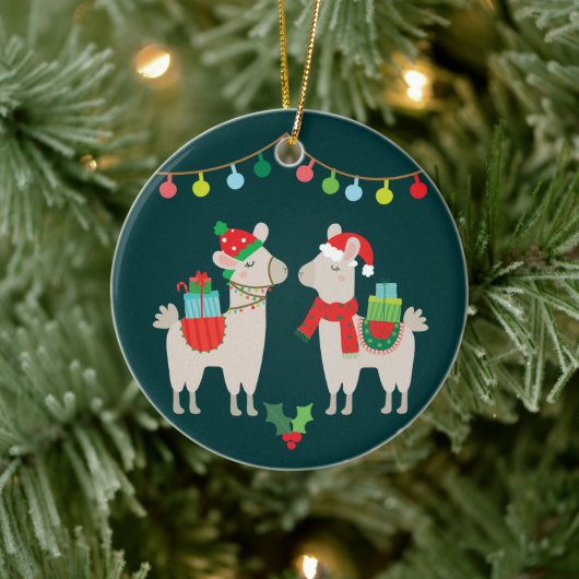Kerstlamas Keramisch Ornament (Boom)