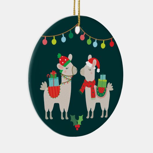Kerstlamas Keramisch Ornament (Rechts)