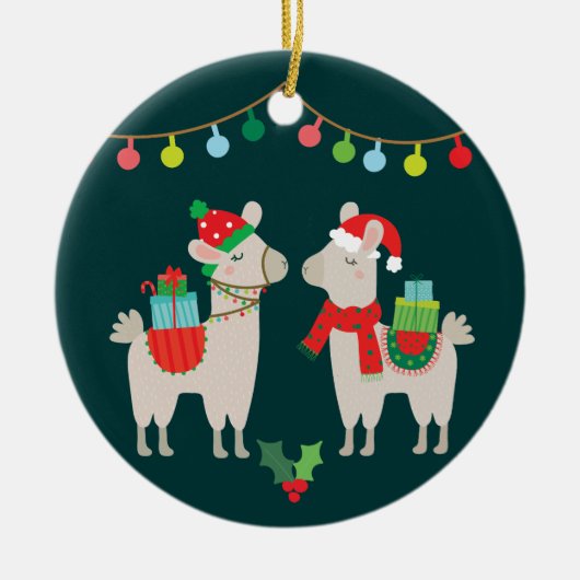 Kerstlamas Keramisch Ornament (Voorkant)