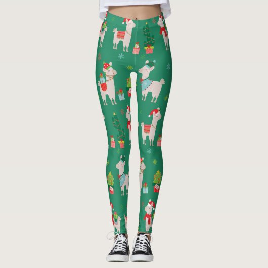 Kerstlamas Leggings (Voorkant)